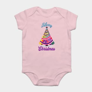 Merry Christmas Abstract Tree design Baby Bodysuit